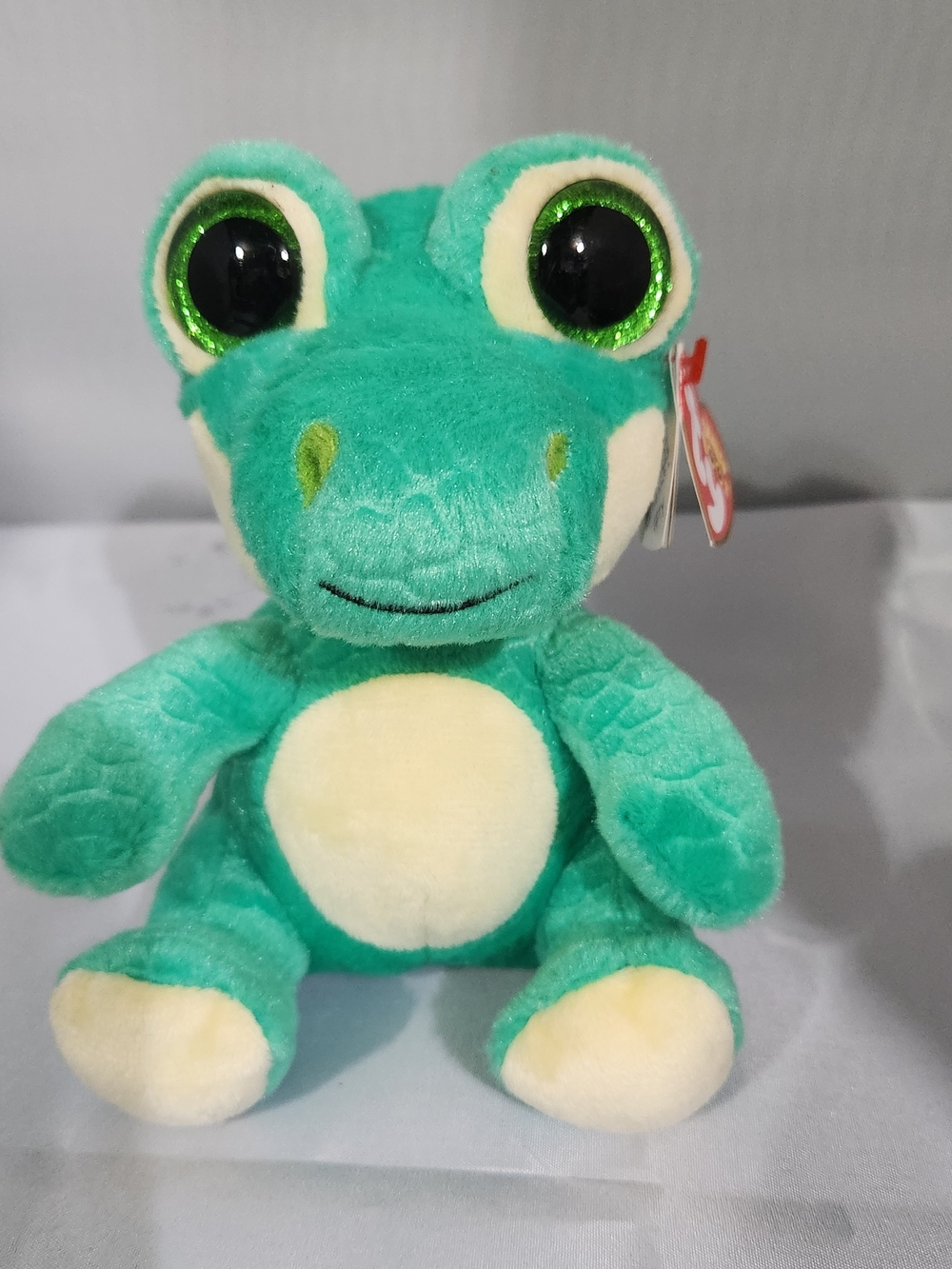 Ty Teal Green Plush Frog "Ernie"with Cream Accents